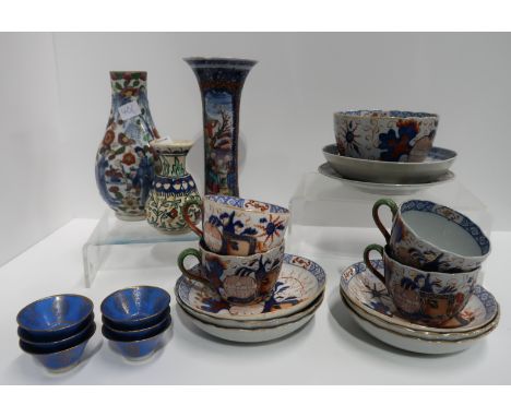 A Chinese export vase, a clobbered vase, Spode Imari tea wares, and other items Condition Report: Available upon request