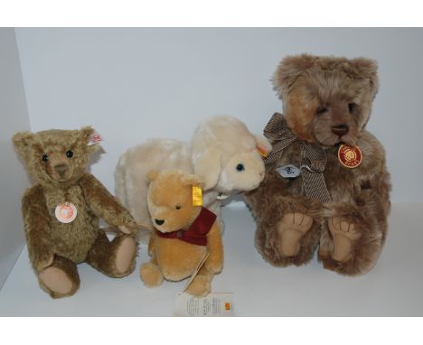 A modern Steiff Lamby Lamm, two other modern Steiff bears in original boxes and Charlie Bear (4) Condition Report: Available 