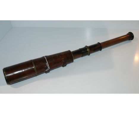 A brass and leather two drawer telescope by R &amp; J. Beck, London, 1915 (af) Condition Report: Available upon request