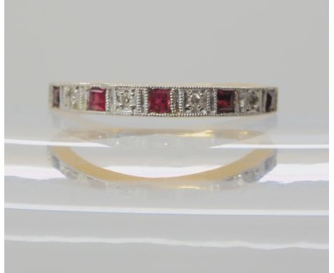 An 18ct ruby and diamond half eternity ring, size M1/2, weight 2.5gms Condition Report: Available upon request