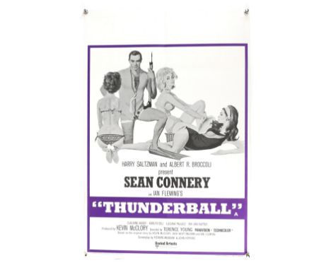 James Bond Thunderball (R-1970's) British Double Crown film poster, starring Sean Connery, United Artists, folded, 20 x 30 in