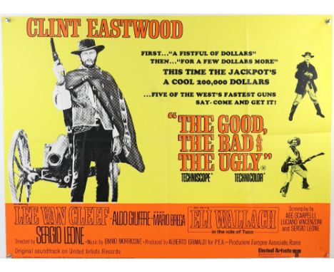 The Good, The Bad And The Ugly (R-1970's) British Quad film poster, Western starring Clint Eastwood, United Artists, folded, 
