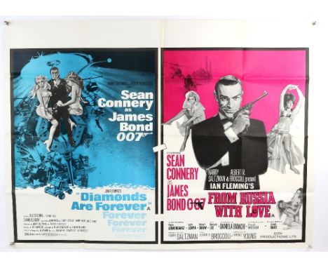 James Bond Diamonds Are Forever / From Russia With Love (1974) British Quad Double Bill film poster, starring Sean Connery, U