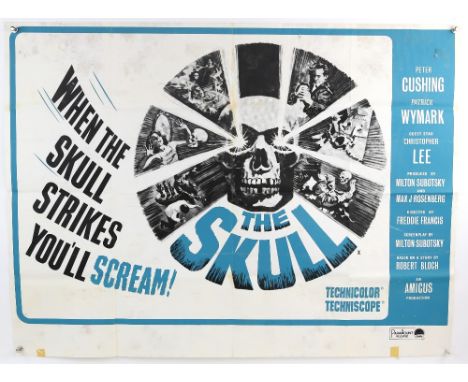 The Skull (1965) British Quad film poster, horror starring Peter Cushing &amp; Christopher Lee, Amicus Production, folded, 30