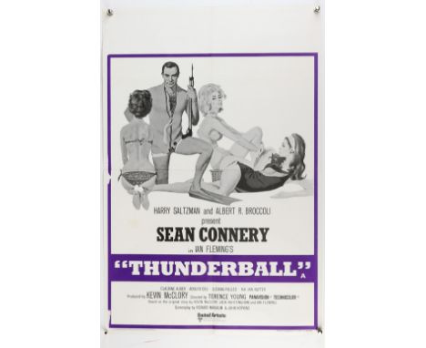 James Bond Thunderball (R-1970's) British Double Crown film poster, starring Sean Connery, United Artists, folded, 20 x 30 in
