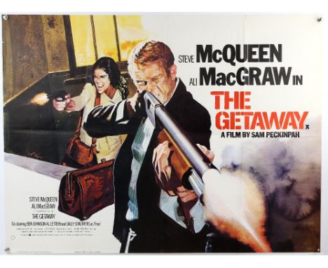 The Getaway (R-1979) British Quad film poster, artwork by Arnaldo Putzu, starring Steve McQueen, Warner Bros., folded, 30 x 4