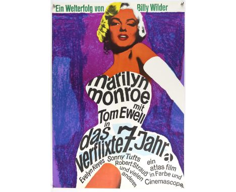 The Seven Year Itch (R-1966) German film poster starring Marilyn Monroe, rolled, 23 x 33 inches.    