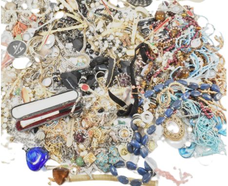 A collection of vintage and modern costume jewellery. The jewellery to include earrings necklaces rings brooches bangles. Cor