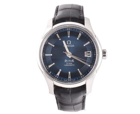 An Omega De Ville Hour Vision Orbis wristwatch. The Omega De Ville Hour Vision wristwatch having a blue dial, 18ct white gold