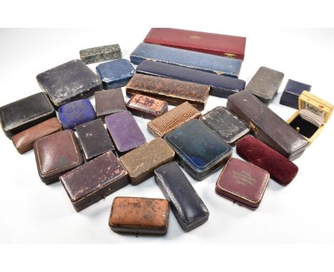 An assortment of jewellery boxes. The collection of antique and later jewellery boxes to include necklace boxes, stick pin bo
