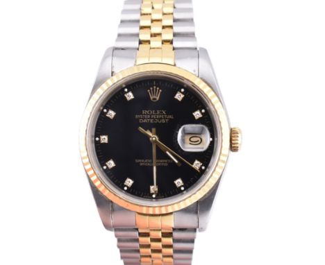 A 1980s Rolex Oyster Perpetual Datejust wristwatch. The self winding, 'superlative chronometer officially certified' having a