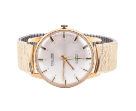 A Montine 17 Jewels wristwatch. The Montine of Switzerland wristwatch having stick indices, stick hands and minutes track to 