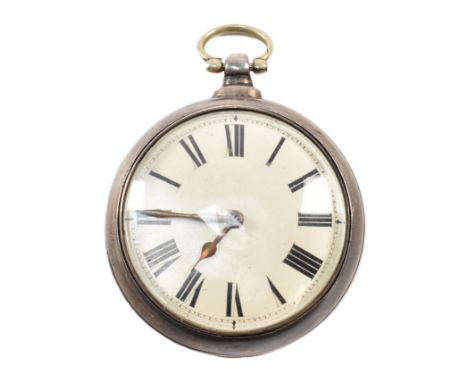 A hallmarked 19th-century silver fusee pocket watch. The pocket watch having Roman numerals to the chapter ring with outer an