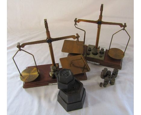 2 sets of ex Post Office brass airmail weighing scales with makers name plates 'Arnold Precision Scales Redhill Surrey' compl