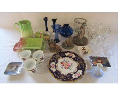 Assorted ceramics and glassware inc Sylvac, Akita, Border Fine Arts (1 af), Royal Doulton, Coalport, Royal Worcester and Roya
