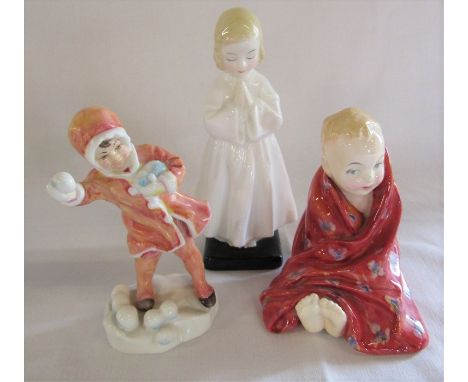 Royal Doulton 'Bedtime' HN1978, 'This little pig' HN1783 and Royal Worcester 'Snowball' figures