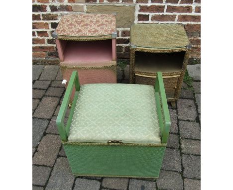 2 Lloyd Loom style bedside cabinets and a commode stool