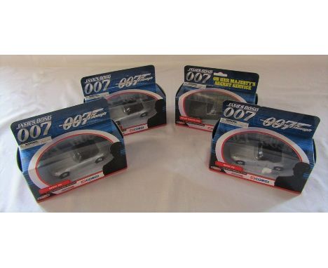 4 boxed Corgi James Bond die cast cars inc The world is not enough &amp; On her Majesty's secret service