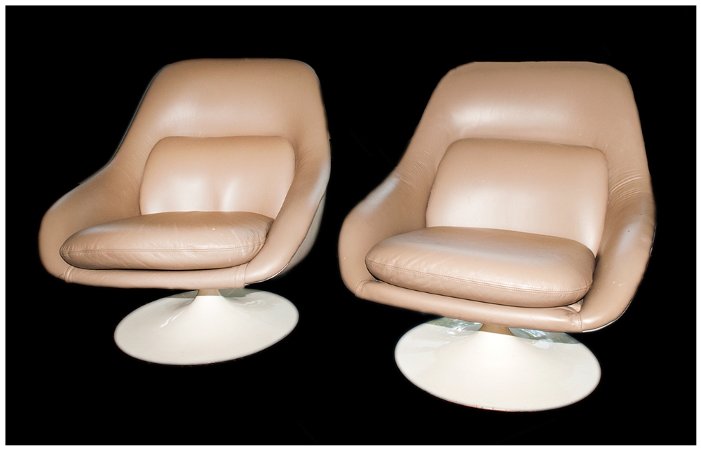 Two Lurashell Lounge Chairs Designed by Michael Inchbald for the QE2
