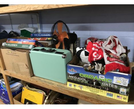 Two trays of assorted and a record player