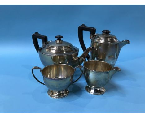 A silver four piece tea and coffee service, Adolph Scott, Birmingham, 1938, 32oz