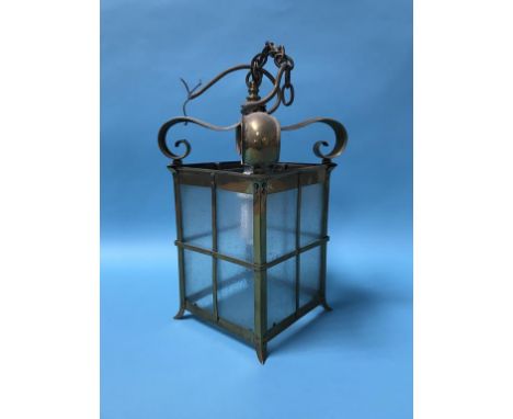 A brass hanging light