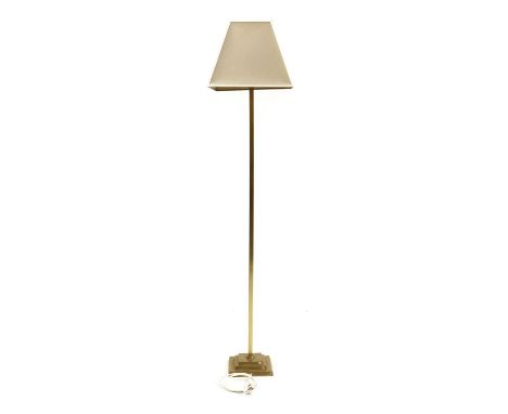 A modernist brass floor lamp,of recent manufacture, 132cm highwith a square shade155cm high in total (2)Condition ReportA few