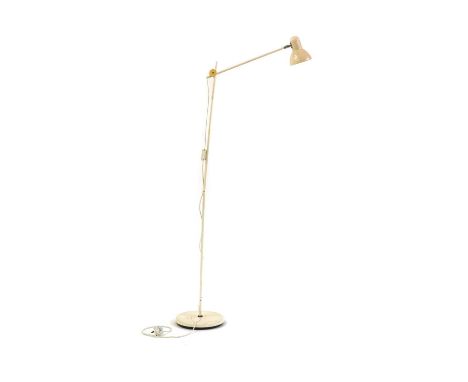 An anglepoise floor standing lamp,mid-20th century, painted white 60cm wide when extended 143cm high