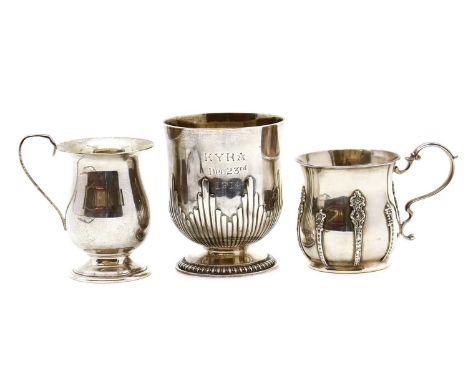 A Victorian silver cup,by John Hunt &amp; Robert Roskell, London 1881, with a reeded base below an inscription 'Krya Dec 23rd