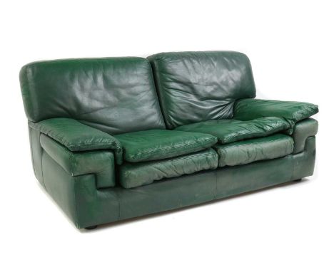 A Roche Bobois two seater green leather sofa,of recent manufacture, labelled,153cm wide90cm deep 79cm highBuying this armchai