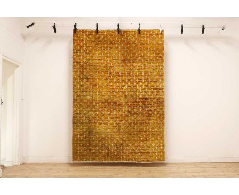 A Luke Irwin rug,Saffron Sari Silk Klimt design, the safron fields with repeating stlyised motifs,245 x 170cmCondition Report