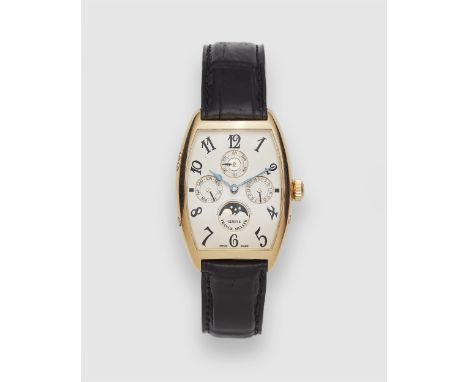 Franck Muller "Master of Compilations" - Herrenarmbanduhr mit Uhrenbeweger18 kt Gelbgold. Tonneau-förmige Herrenarmbanduhr in