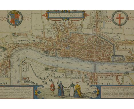 20thC. Map of London, coloured print, 35cm x 46cm.