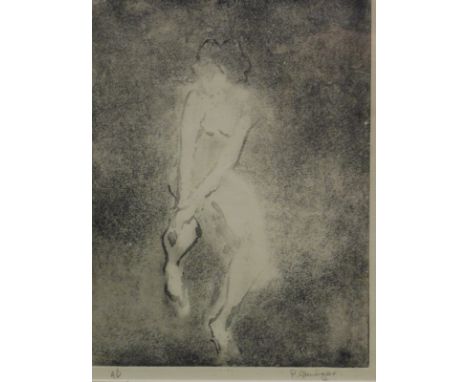 Peter Granger (20thC). Nude lady, artist proof print, signed, 29cm x 21cm.