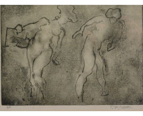 Peter Granger (20thC). Nude figures, artist proof print, signed, 23cm x 31cm.