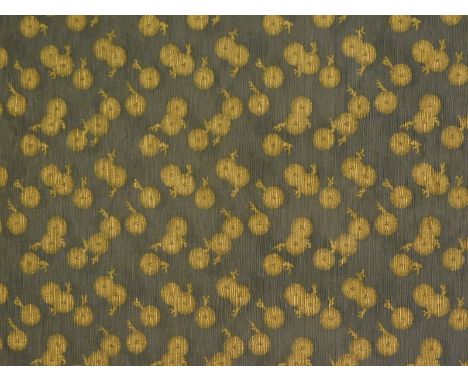 20thC Japanese School. Gilt on black flowerheads, material print, unsigned, 50cm x 49cm.