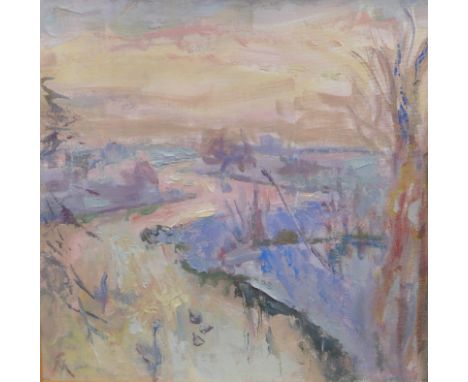 Margaret Thomas (1916-2019). River Magic, oil, initialled, 30cm x 29.5cm. Label verso Sally Hunter Fine Art, London.
