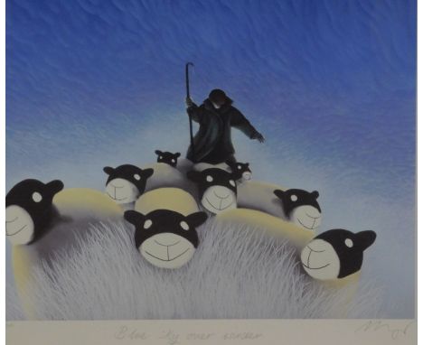 Mackenzie Thorpe (b.1956). Blue Sky Over Winter, artist signed limited edition lithograph, A139/200, 35cm x 45cm, with certif