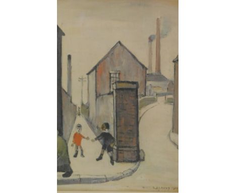 After Lowry. Children playing in a street, limited edition print, 638/850, A watermark, 34cm x 23cm.