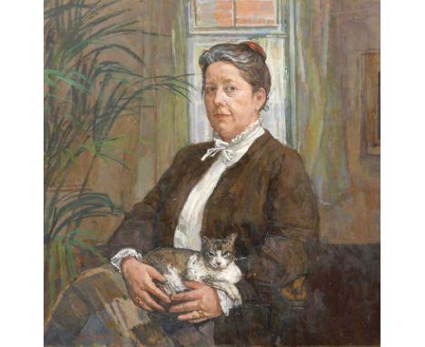 William Bowyer (1926-2015). Portrait, oil on canvas, signed and dated (19)84, 90.5cm x 90.5cm.