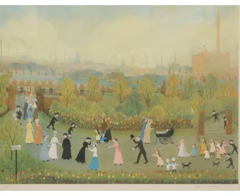 Helen Layfield Bradley (1900-1979). It Was the First Saturday in May, 1972, artist signed print, D.K. watermark, 44cm x 61cm.