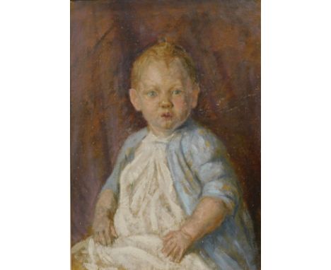 George Warner Allen (1916-1988). Portrait of an infant, oil on board, unsigned, 49cm x 36cm Label verso James Bourlet &amp; S