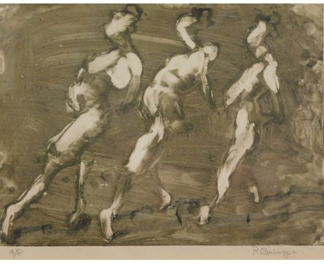 Peter Granger (20thC). Trio of nude females, artist proof print, signed, 23cm x 29cm.