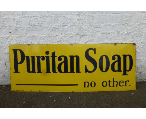 A Puritan Soap 'No Other' rectangular enamel sign, with good gloss, by Patent Enamel Co. Ltd, 48 x 18". 