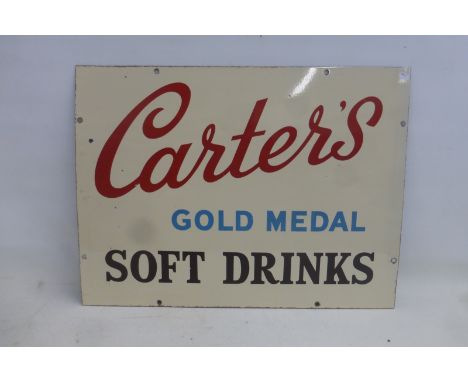 A Carters Soft Drinks rectangular enamel sign in very good condition, 34 x 18". 