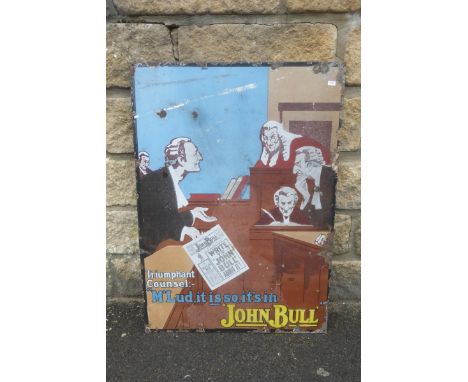 A John Bull "judges" pictorial rectangular enamel sign "Triumphant Counsel", 20 x 28".