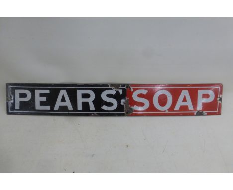 A Pears' Soap rectangular enamel strip, 18 1/2 x 2 3/4".