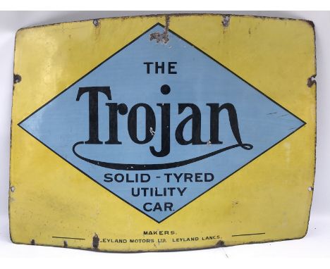 An early Trojan Solid-Tyred Utility Car rectangular enamel sign, 30 x 21 3/4".