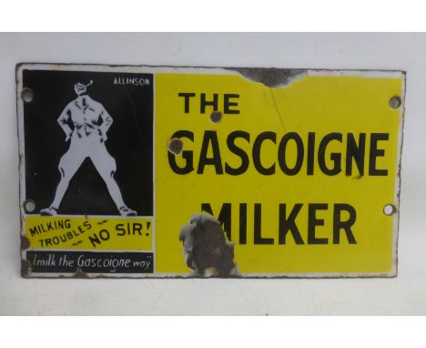 A small Gascoigne Milker enamel sign, 10 x 5 1/2".