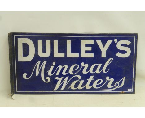 A Dulley's Mineral Waters double sided enamel sign with hanging flange, 24 x 12 1/4".